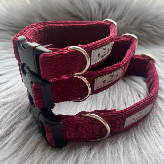 Burgundy Corduroy Dog Collars