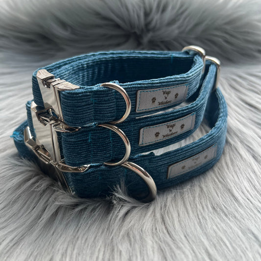 Turquoise Corduroy Dog Collars