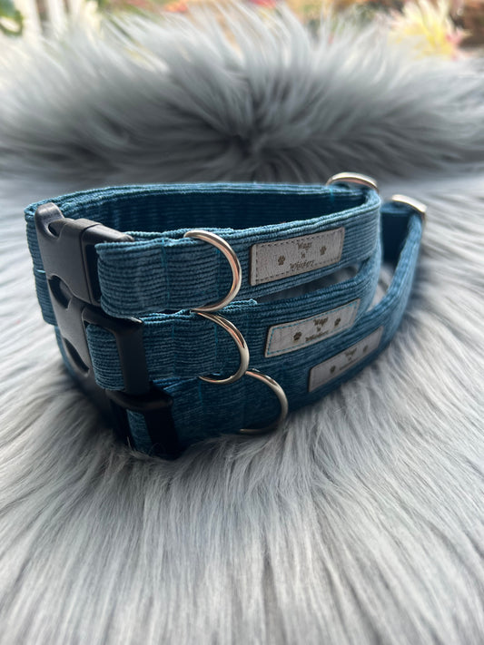 Turquoise Corduroy Dog Collars