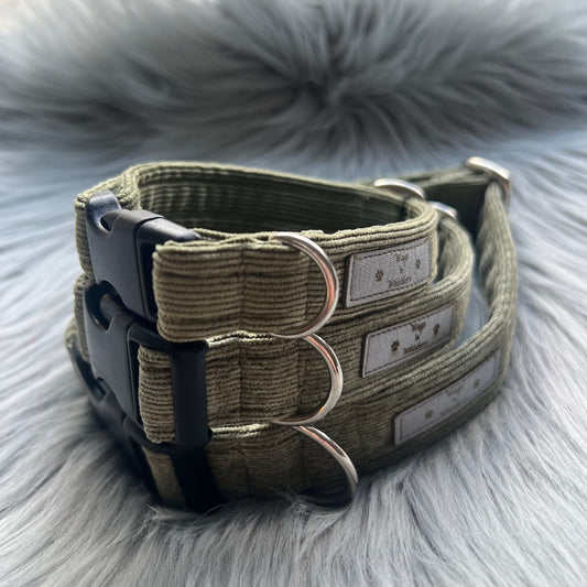 Khaki Corduroy Dog Collars