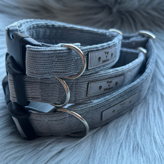 Dusky Blue Corduroy Dog Collars