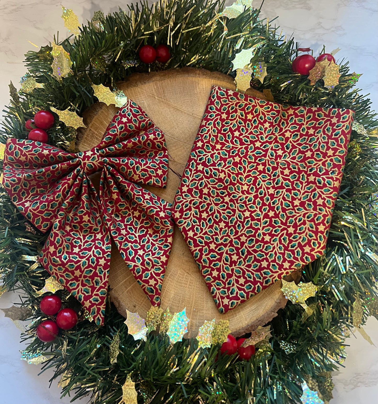 "Christmas Holly" Bandanas and Bows