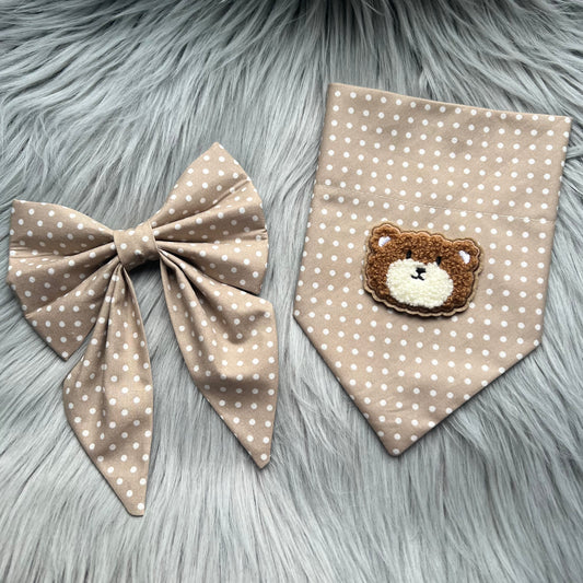 Tan Polka Dot Bandanas and Bows