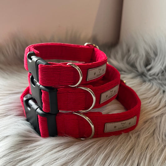 Red Corduroy Dog Collars