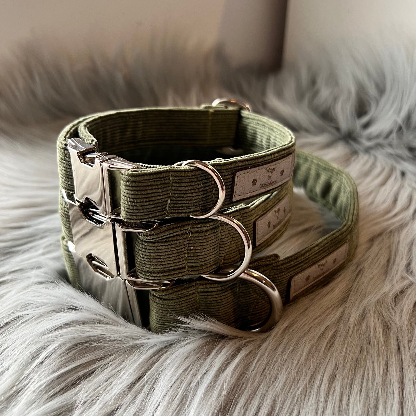 Khaki Corduroy Dog Collars