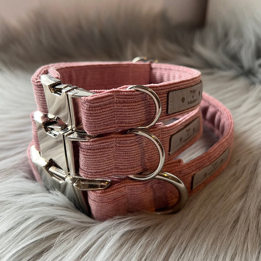 Rose Pink Corduroy Dog Collars