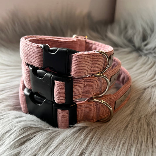 Rose Pink Corduroy Dog Collars