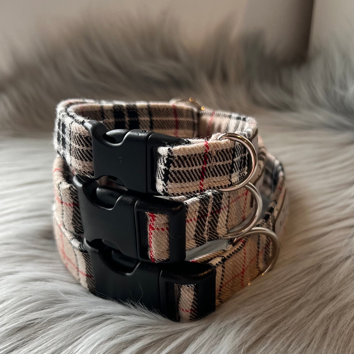 Cream Tartan Dog Collars