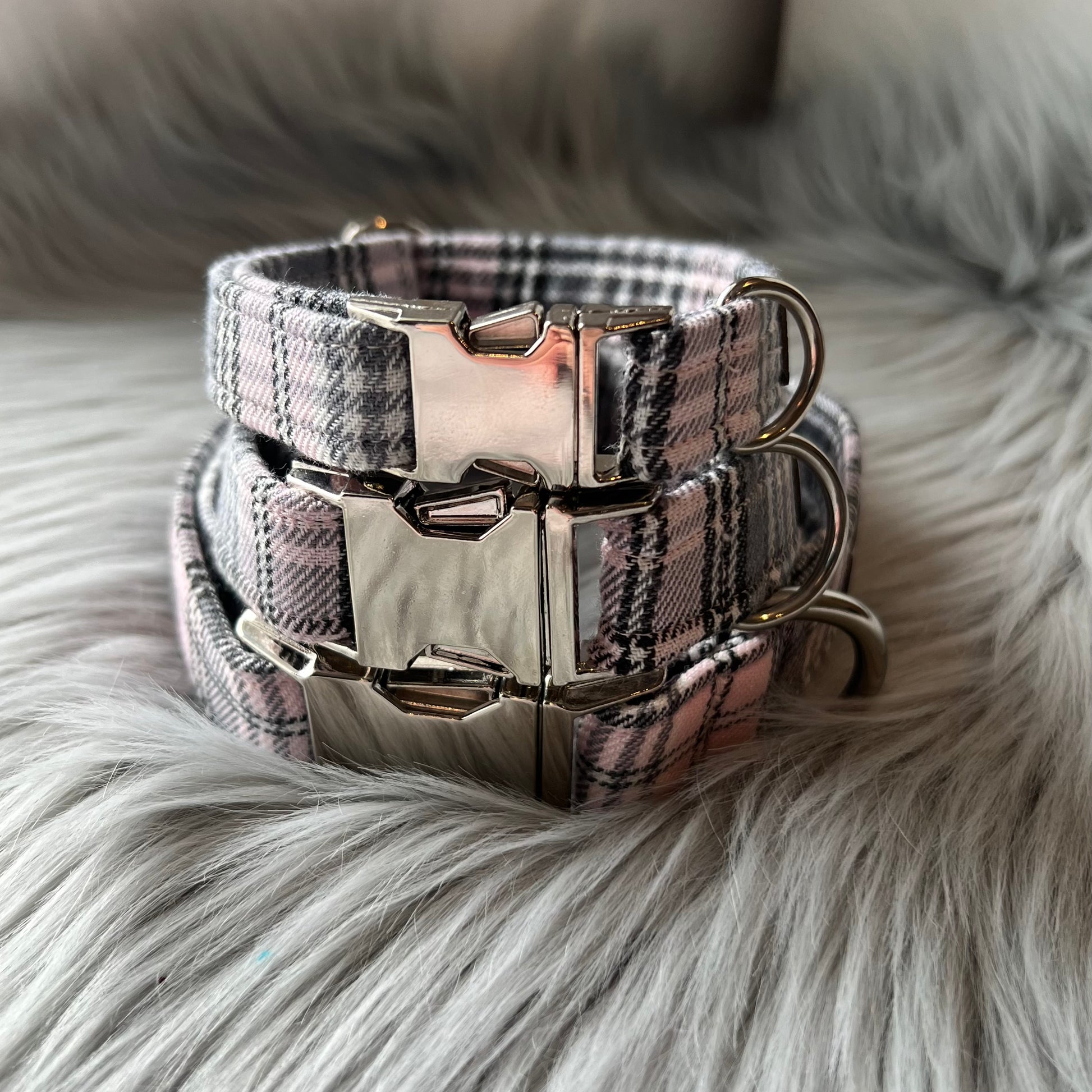 Pink Tartan Dog Collars Wags n Whiskers By Amy