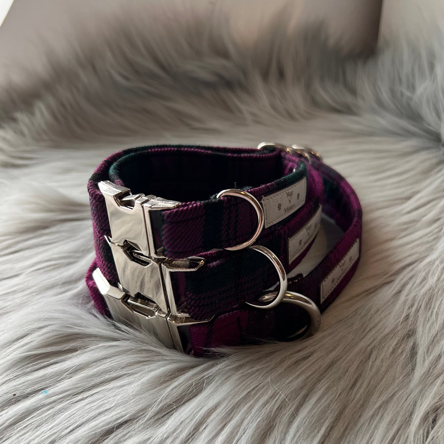 Plum Tartan Dog Collars