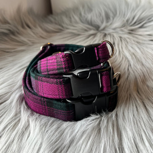 Plum Tartan Dog Collars