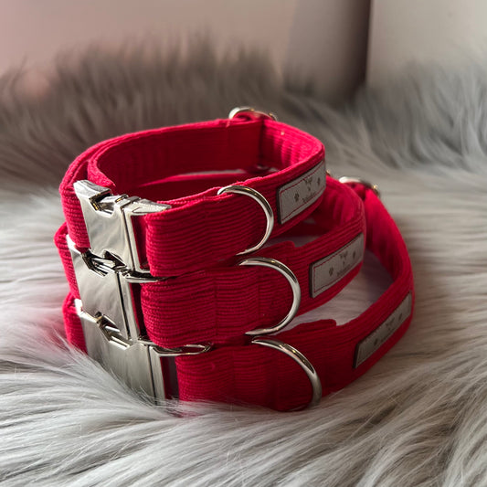 Red Corduroy Dog Collars