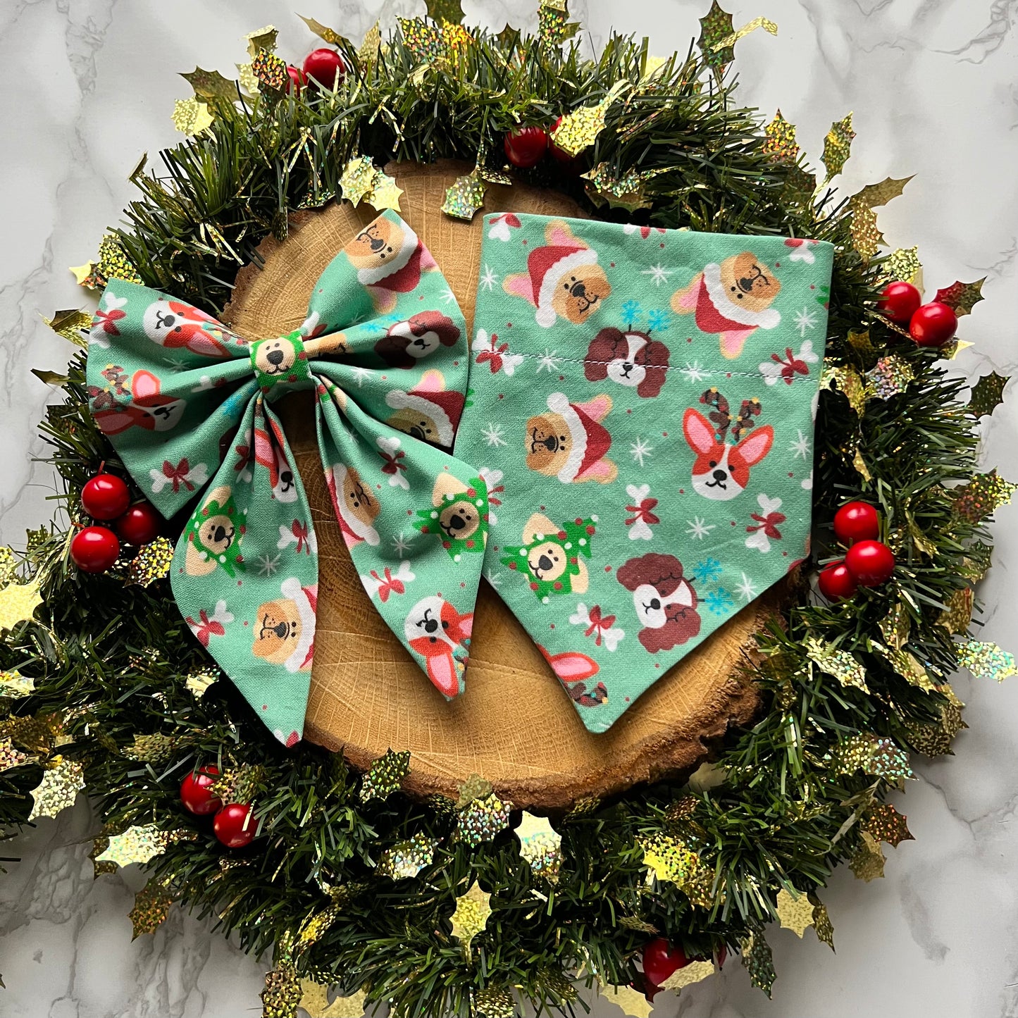 "Christmas Dogs" Bandanas and Bows