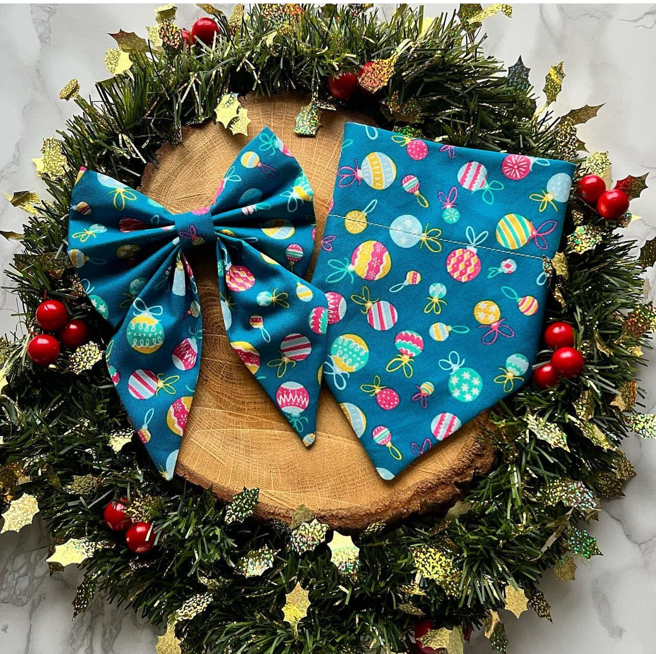 Christmas Baubles Bandanas and Bows