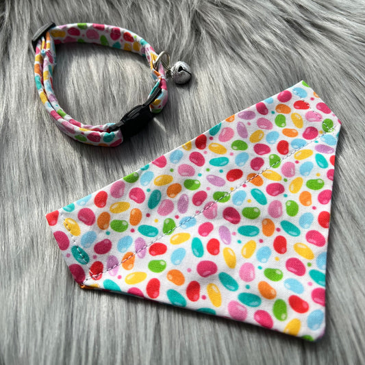 Jelly Bean Cat Collar and Bandana Set